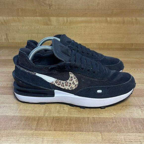 Nike Waffle One Black Multi-Color Leopard Print DJ9776-001 Women's Sneakers - Picture 1 of 6
